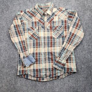 Wrangler‎ Retro Shirt Mens XL Multicolor Plaid Long Sleeve Western Snap Pockets
